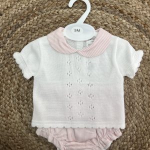 Conj hilo blanco y rosa